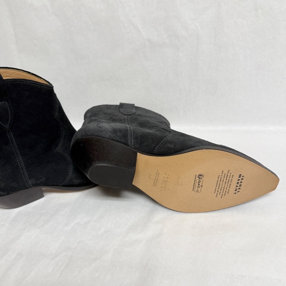 ISABEL MARANT Dewina Suede Leather Cowboy Ankle Boots in Faded Black Size 38 - Picture 2 of 8